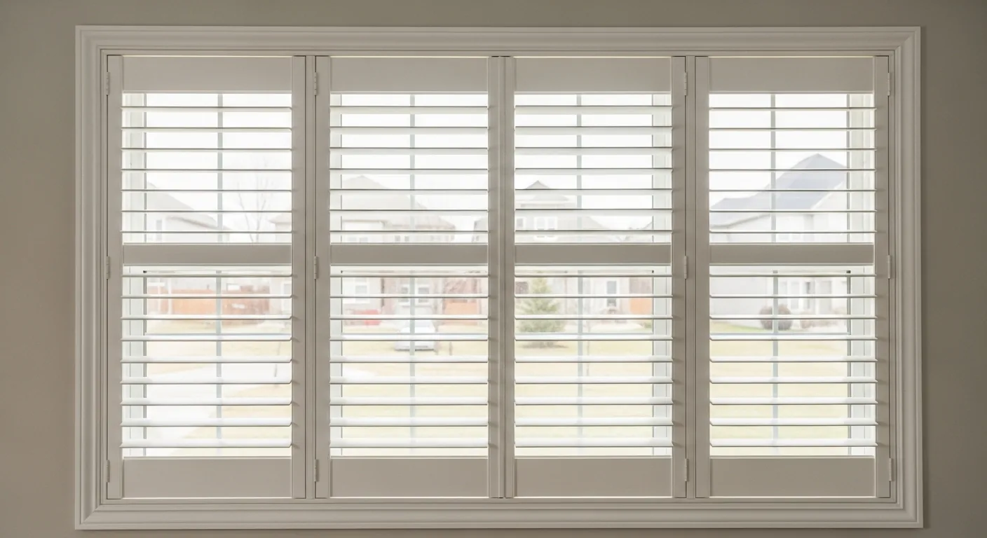 White PVC California shutters on a window